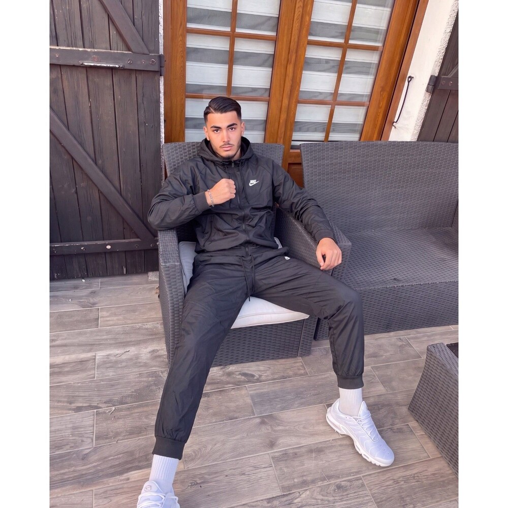 Nike Rare Windrunner Track Suit Jacket Pants All Black Nylon Small